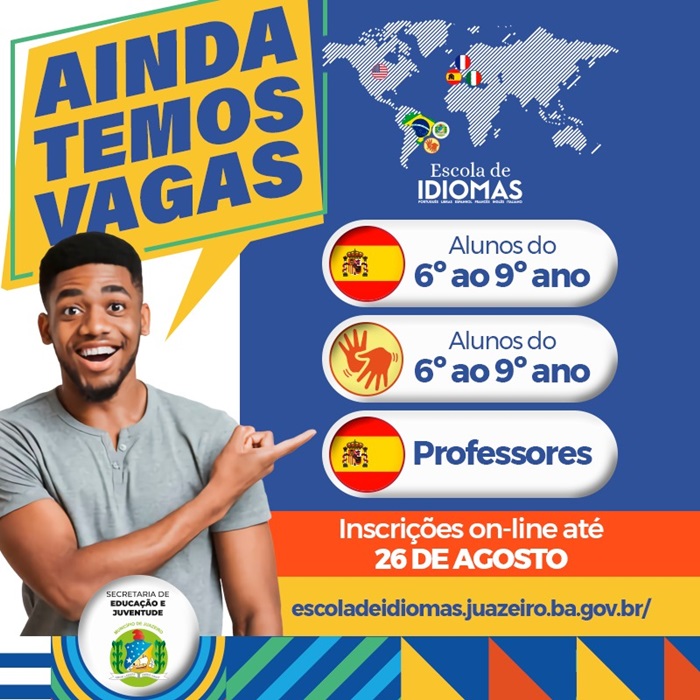 Inscrições para cursos de idiomas ofertados pela Prefeitura de Juazeiro podem ser realizadas até esta sexta-feira