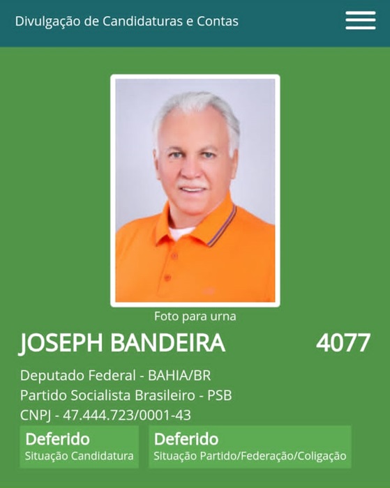 “Fake news com o objeto de tumultuar a exitosa campanha de Joseph bandeira rumo à vitória em outubro de 2022”, diz assessoria
