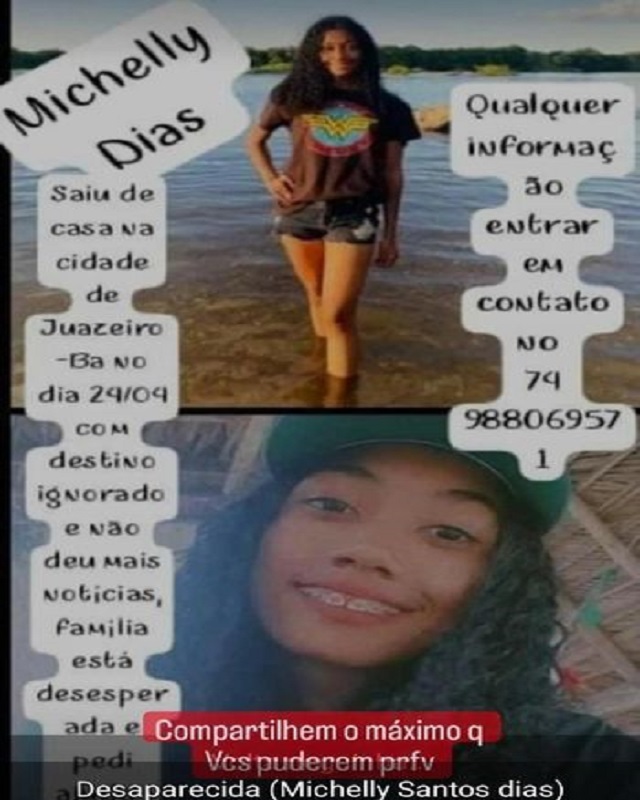 Atenção! Jovem de Juazeiro (BA) está desaparecida desde o sábado (29)