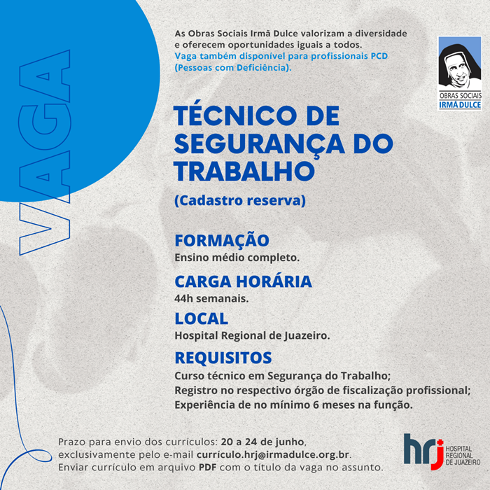 Hospital Regional de Juazeiro abre processo seletivo para novas vagas de trabalho