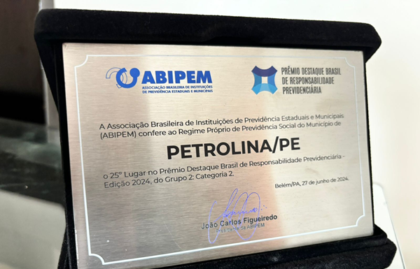 IGEPREV de Petrolina recebe prêmio de destaque nacional em Responsabilidades Previdenciárias