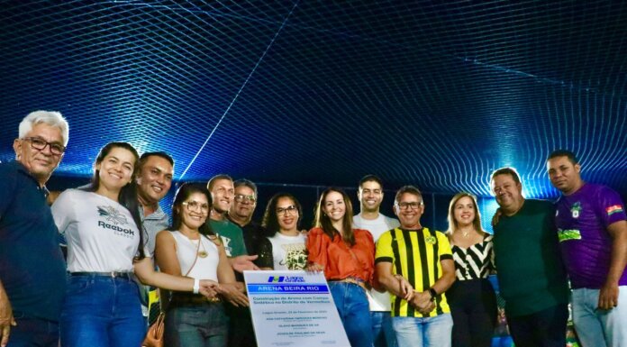 Ao lado da secretária de educação, prefeita Catharina Garziera enfatiza que inauguração da Arena Beira Rio nos Vermelhos é um marco para o esporte lagoa-grandense