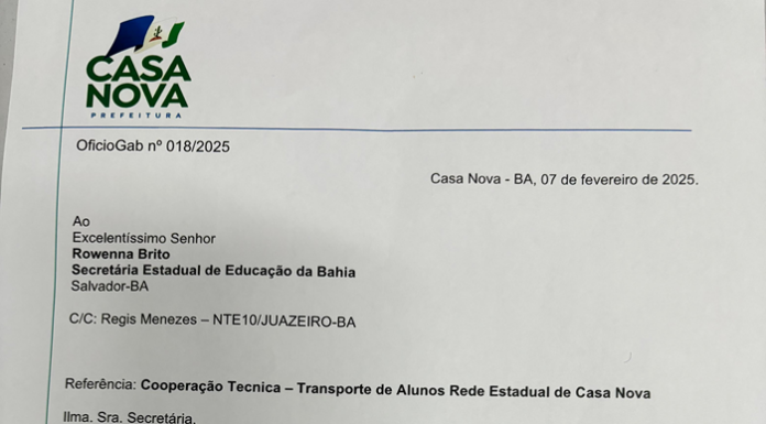 Prefeitura de Casa Nova descarta gestão ineficaz do Estado e cobra adequação legal para o transporte escolar