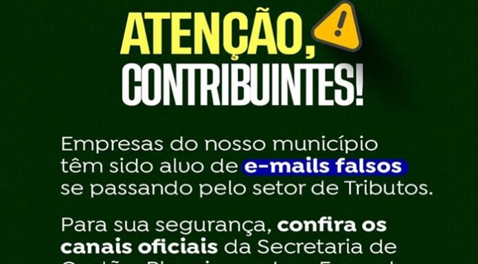 Prefeitura de Casa Nova alerta contribuintes sobre e-mails falsos em nome do setor de Tributos