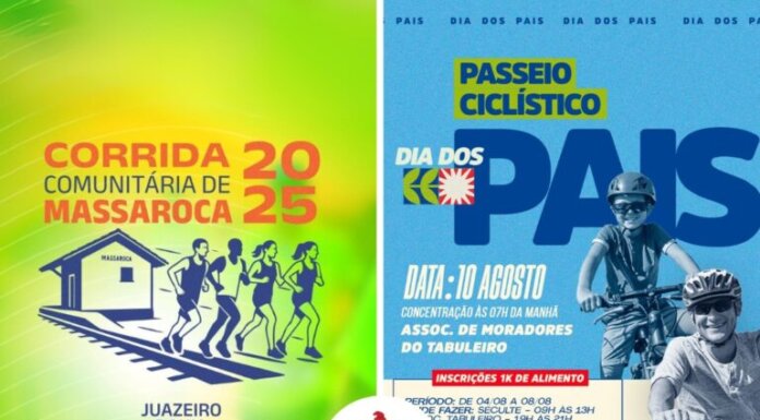 Dia dos Pais em Juazeiro terá agenda esportiva comunitária em Massaroca e nos bairros João Paulo II e Tabuleiro; confira