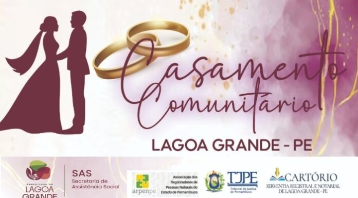 Inscrições para Casamento Comunitário em Lagoa Grande estão abertas; serão disponibilizadas 100 vagas
