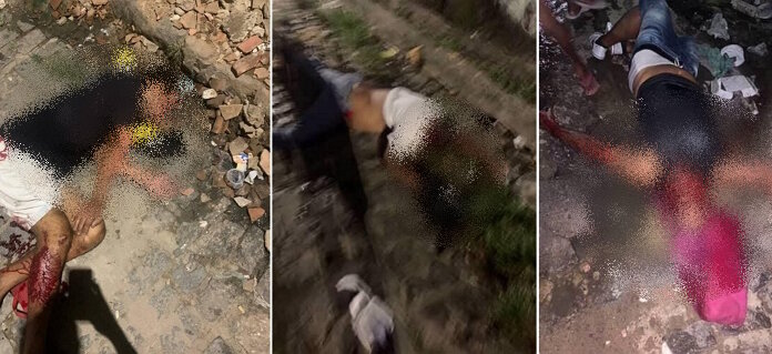 Violência extrema: Dez criminosos armados matam três e deixam dois feridos