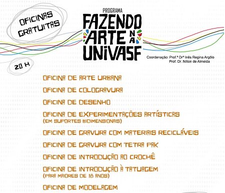 Programa da Univasf oferece 110 vagas em oficinas gratuitas de arte