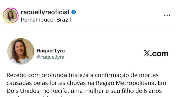 Tragédia nas chuvas: Raquel Lyra lamenta mortes em Recife e Olinda enquanto resgates passam de 300