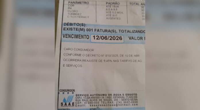 VAI PESAR NO BOLSO! Conta de água sobe 9,45% em Sento-Sé e moradores questionam reajuste do SAAE